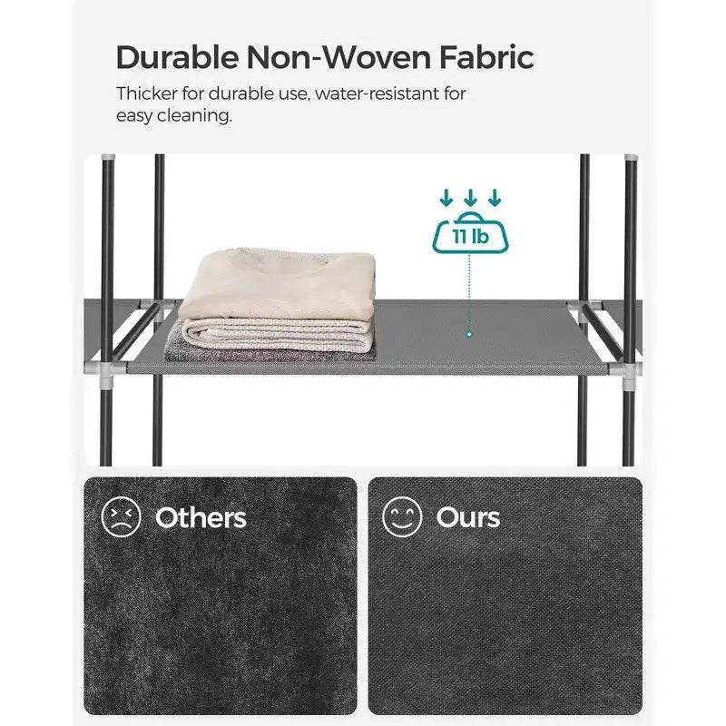 Organisateur de garde-robe portable de 150 cm avec housse en tissu non tissé et tringle à vêtements