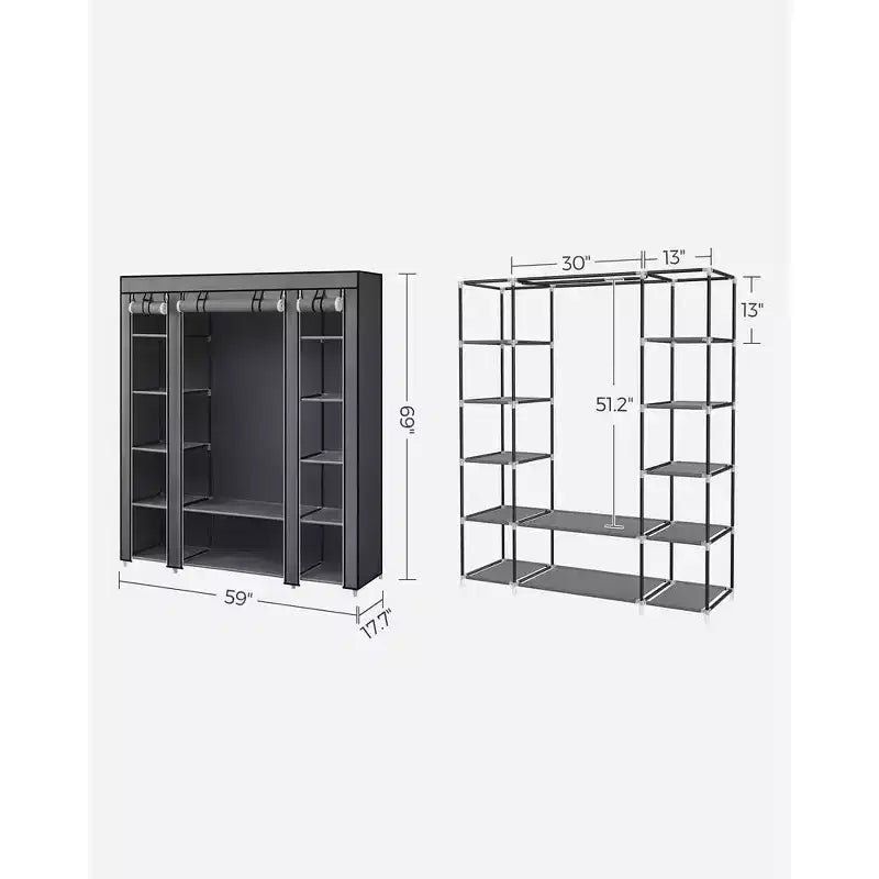 Organisateur de garde-robe portable de 150 cm avec housse en tissu non tissé et tringle à vêtements