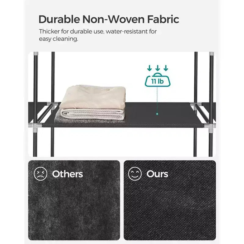 Organisateur de garde-robe portable de 150 cm avec housse en tissu non tissé et tringle à vêtements