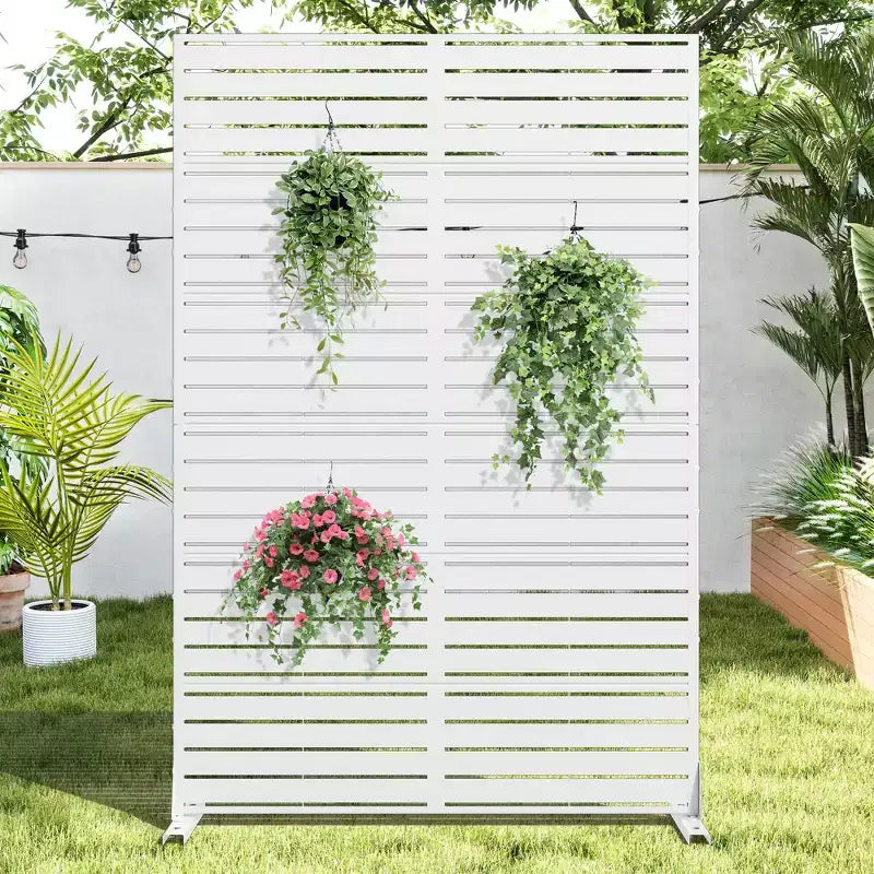 Brise-vue métallique extérieur - 183 cm (H) x 119 cm (L), découpe laser florale, autoportant ou mural