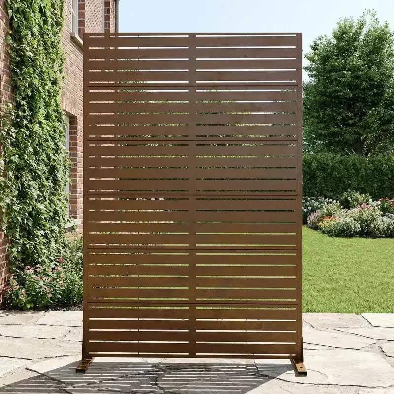 Brise-vue métallique extérieur - 183 cm (H) x 119 cm (L), découpe laser florale, autoportant ou mural