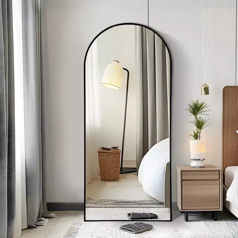Miroir en arche pleine longueur - Cadre métallique, autoportant ou mural, 180 cm H x 61 cm L