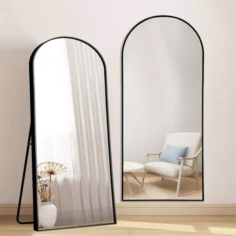 Miroir en arche pleine longueur - Cadre métallique, autoportant ou mural, 180 cm H x 61 cm L