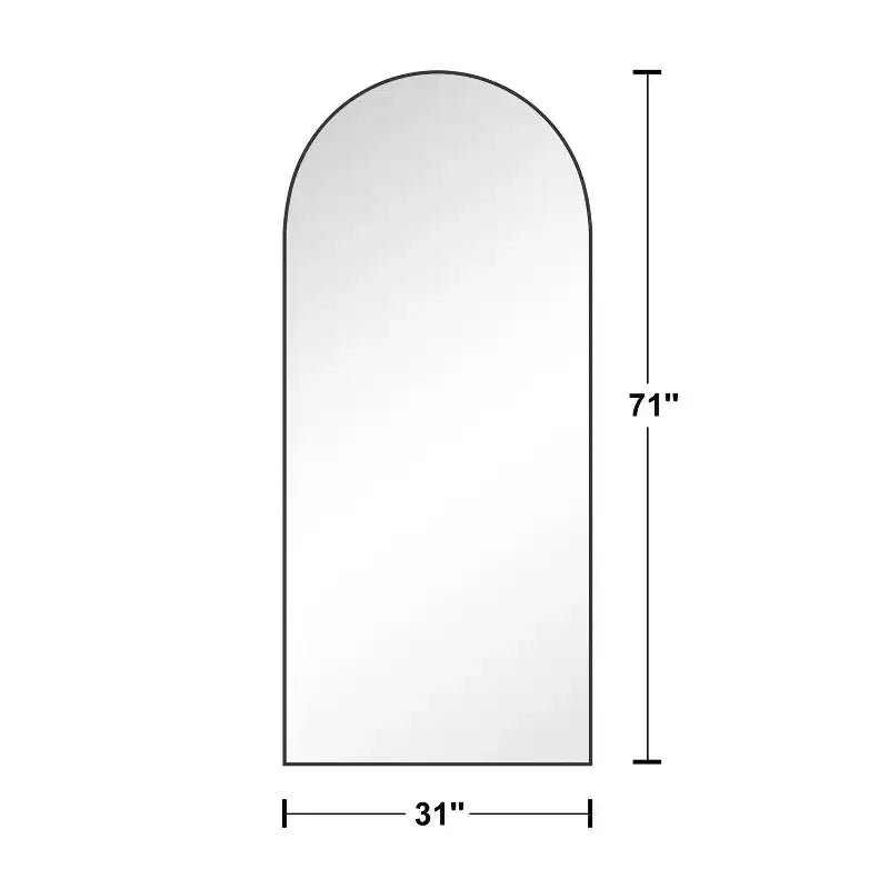 Miroir en arche pleine longueur - Cadre métallique, autoportant ou mural, 180 cm H x 61 cm L