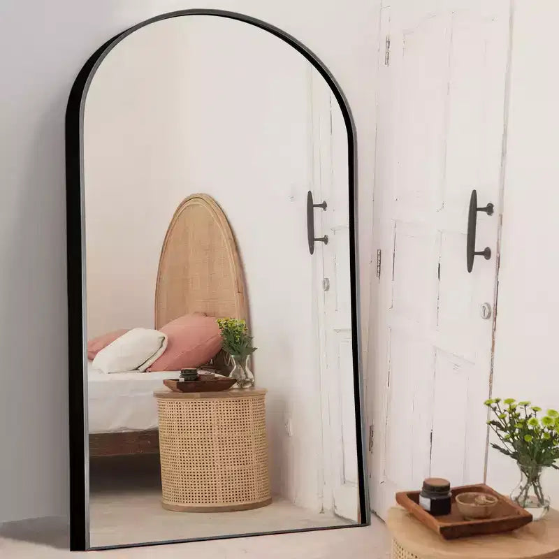 Miroir en arche pleine longueur - Cadre métallique, autoportant ou mural, 180 cm H x 61 cm L