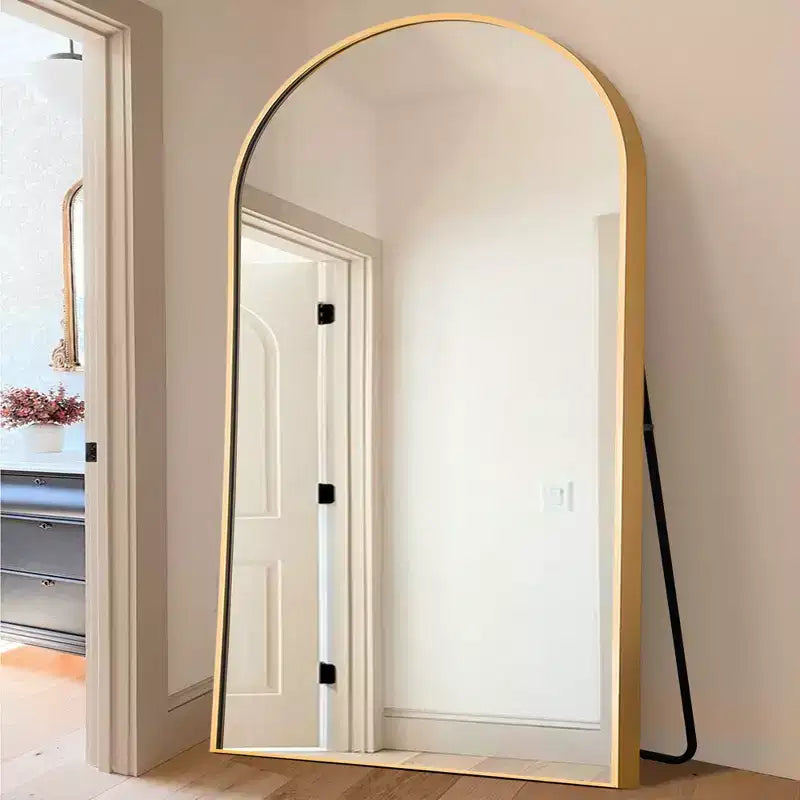 Miroir en arche pleine longueur - Cadre métallique, autoportant ou mural, 180 cm H x 61 cm L