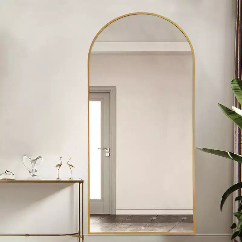 Miroir en arche pleine longueur - Cadre métallique, autoportant ou mural, 180 cm H x 61 cm L