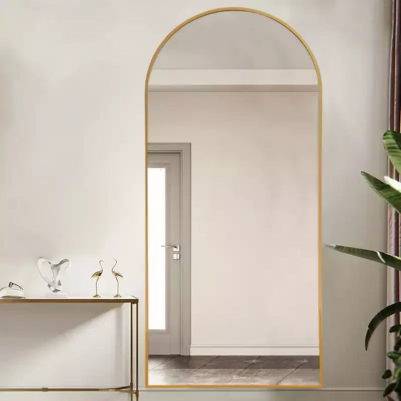 Miroir en arche pleine longueur - Cadre métallique, autoportant ou mural, 180 cm H x 61 cm L