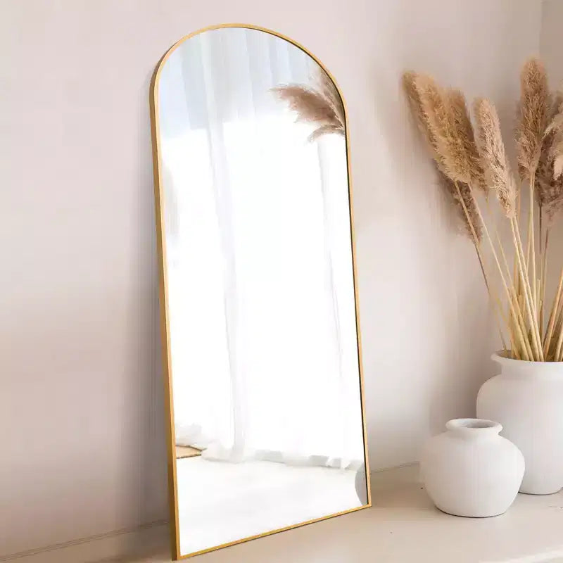Miroir en arche pleine longueur - Cadre métallique, autoportant ou mural, 180 cm H x 61 cm L