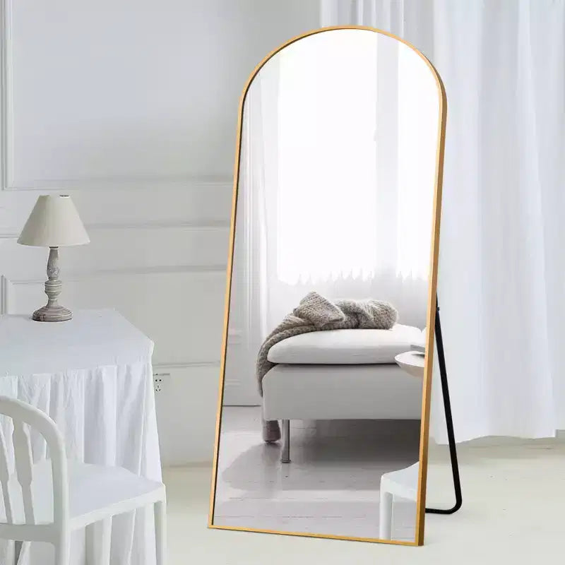 Miroir en arche pleine longueur - Cadre métallique, autoportant ou mural, 180 cm H x 61 cm L