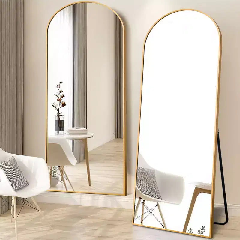 Miroir en arche pleine longueur - Cadre métallique, autoportant ou mural, 180 cm H x 61 cm L