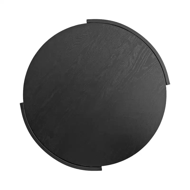 Table basse ronde 26x25x18 - Bois noir, design à deux niveaux