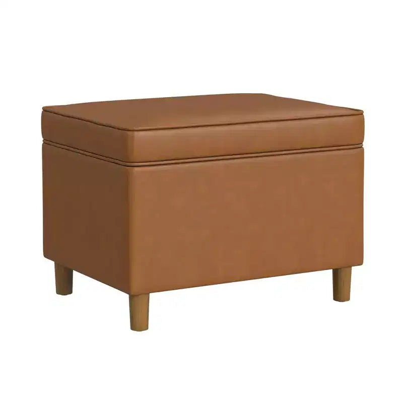 Pouf de rangement 61 cm - Velours vert avec pieds en bois