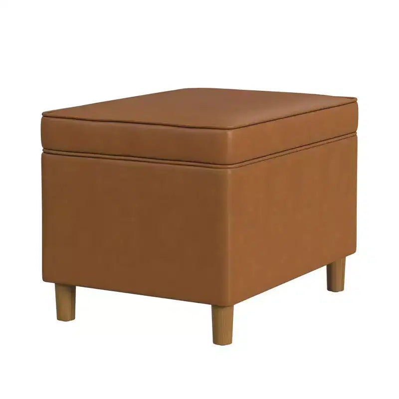 Pouf de rangement 61 cm - Velours vert avec pieds en bois
