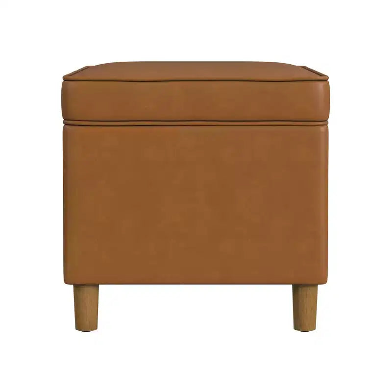Pouf de rangement 61 cm - Velours vert avec pieds en bois