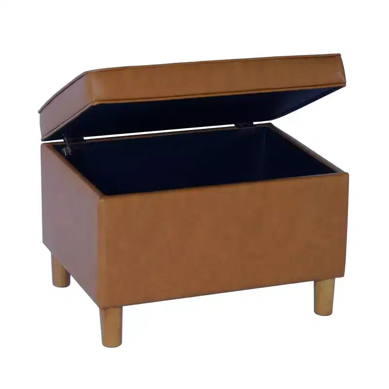 Pouf de rangement 61 cm - Velours vert avec pieds en bois