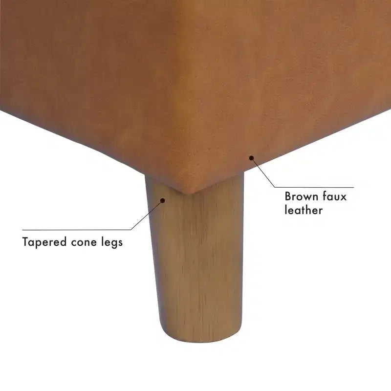 Pouf de rangement 61 cm - Velours vert avec pieds en bois