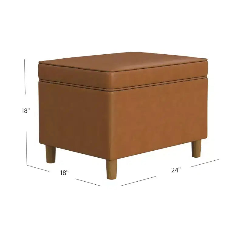 Pouf de rangement 61 cm - Velours vert avec pieds en bois