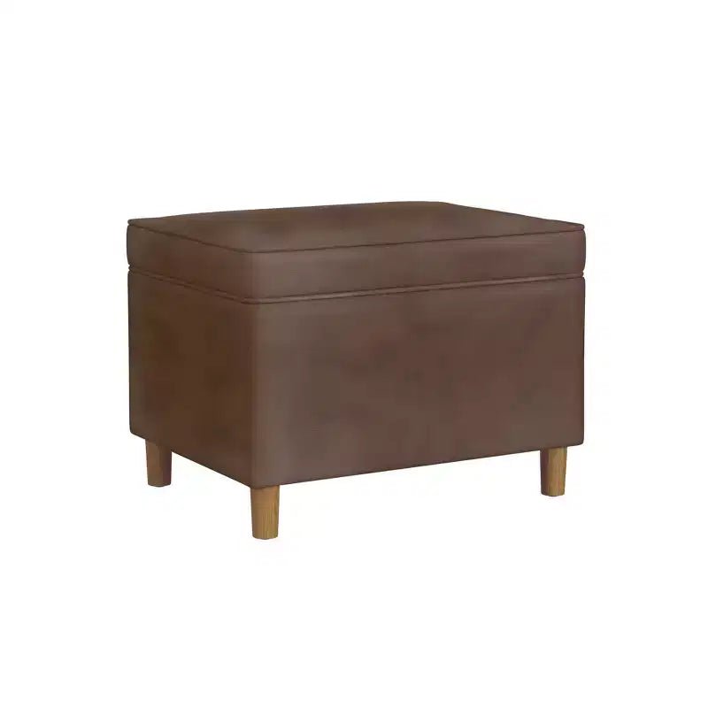 Pouf de rangement 61 cm - Velours vert avec pieds en bois