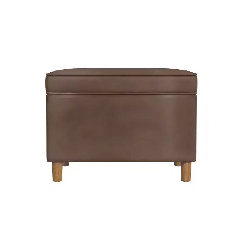 Pouf de rangement 61 cm - Velours vert avec pieds en bois
