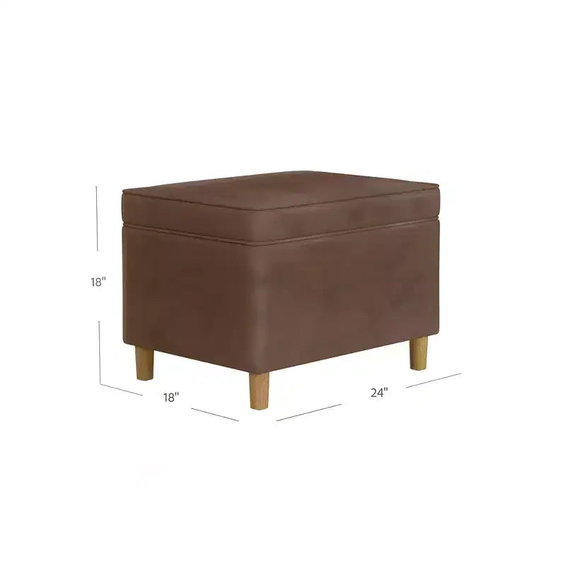 Pouf de rangement 61 cm - Velours vert avec pieds en bois