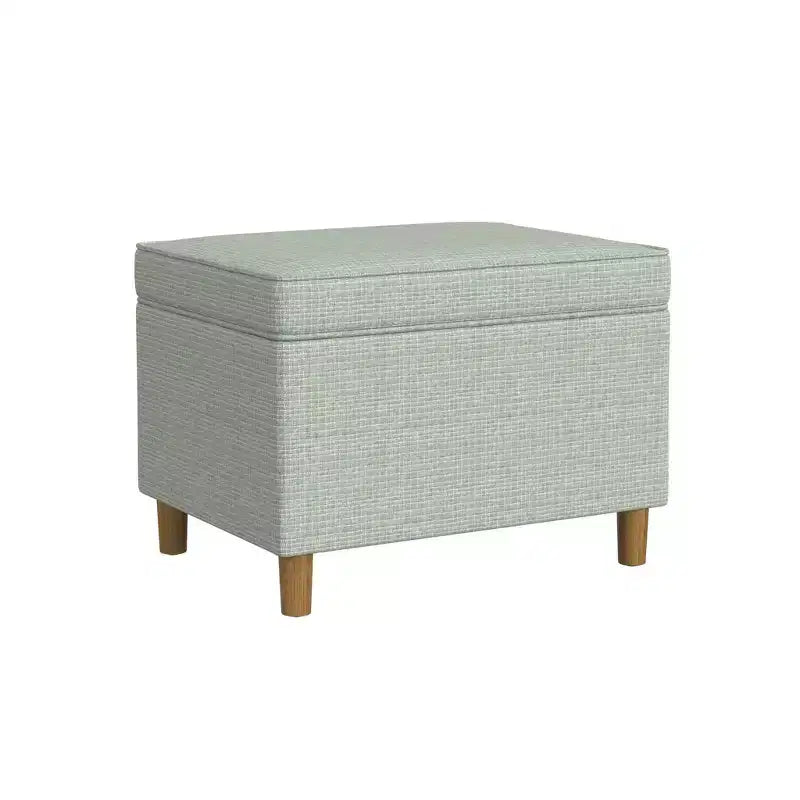 Pouf de rangement 61 cm - Velours vert avec pieds en bois
