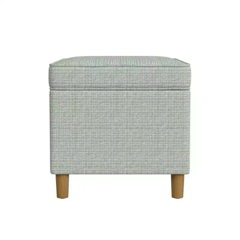 Pouf de rangement 61 cm - Velours vert avec pieds en bois
