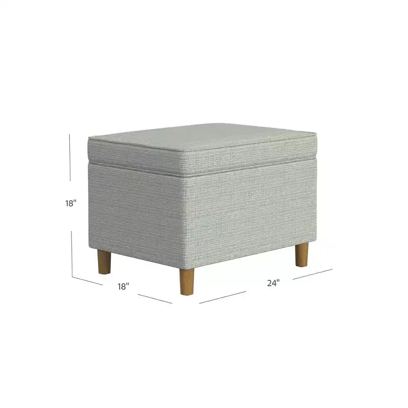 Pouf de rangement 61 cm - Velours vert avec pieds en bois