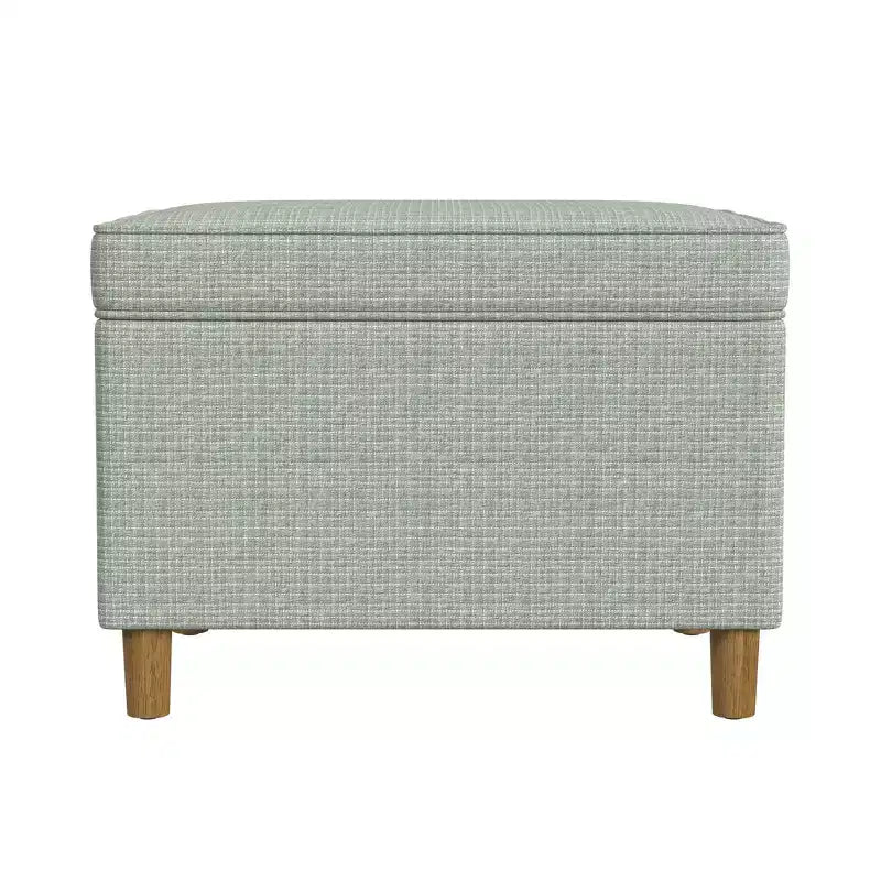 Pouf de rangement 61 cm - Velours vert avec pieds en bois