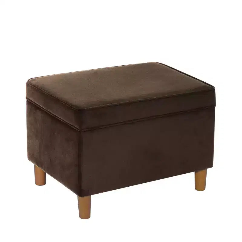 Pouf de rangement 61 cm - Velours vert avec pieds en bois