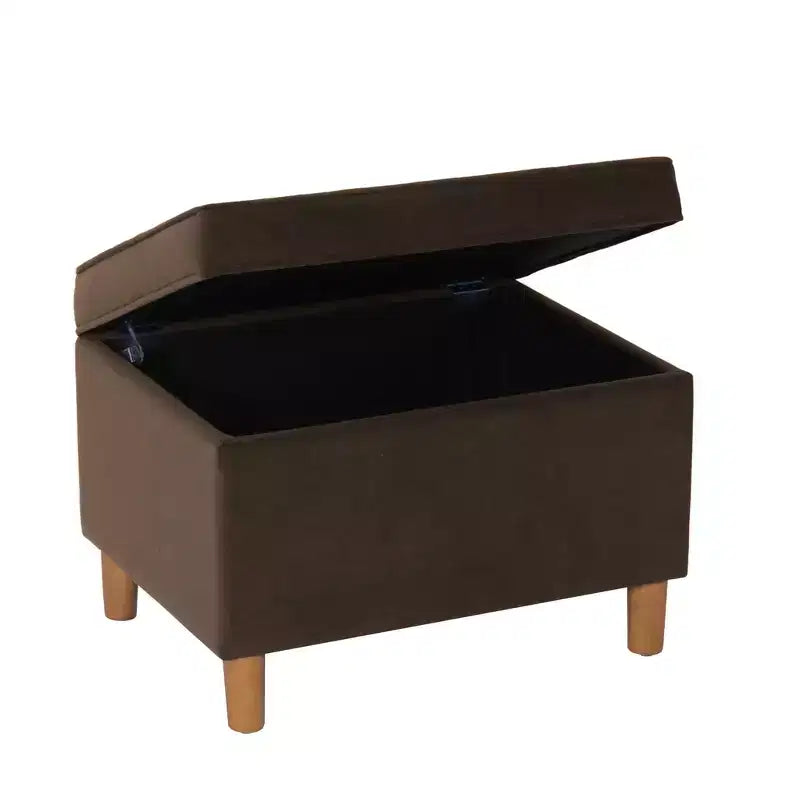 Pouf de rangement 61 cm - Velours vert avec pieds en bois