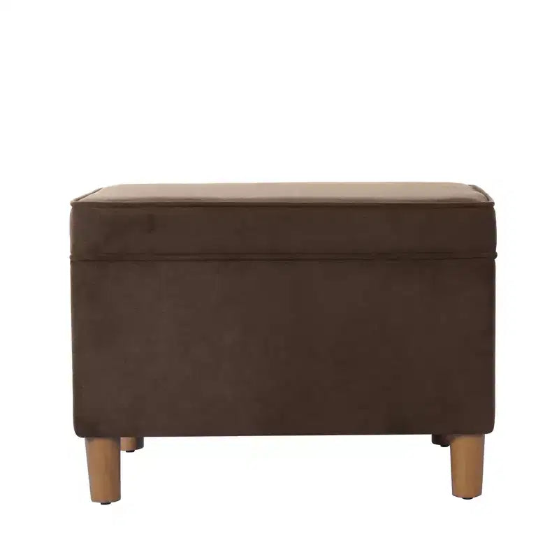 Pouf de rangement 61 cm - Velours vert avec pieds en bois