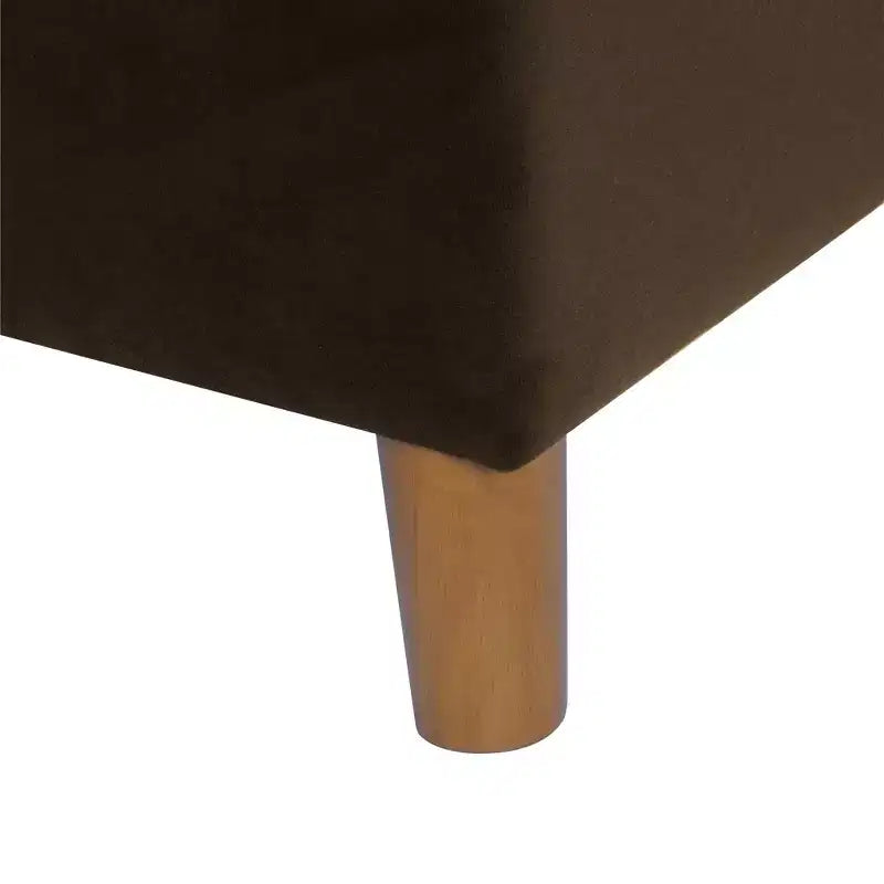 Pouf de rangement 61 cm - Velours vert avec pieds en bois