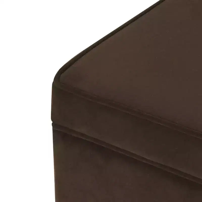 Pouf de rangement 61 cm - Velours vert avec pieds en bois