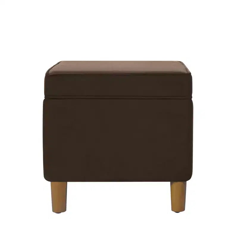 Pouf de rangement 61 cm - Velours vert avec pieds en bois