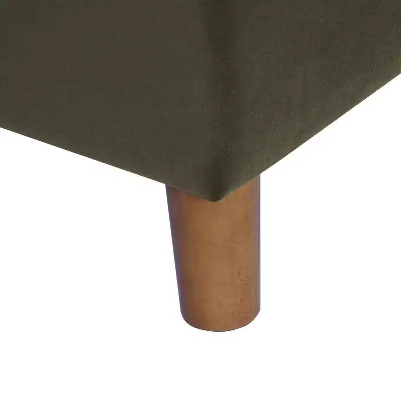 Pouf de rangement 61 cm - Velours vert avec pieds en bois