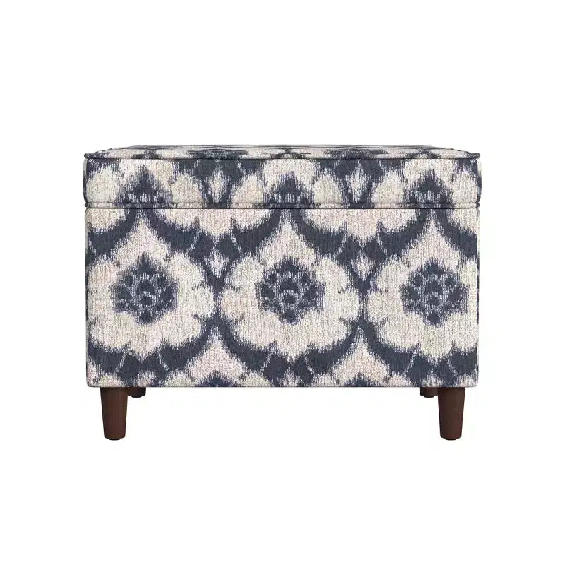 Pouf de rangement 61 cm - Velours vert avec pieds en bois