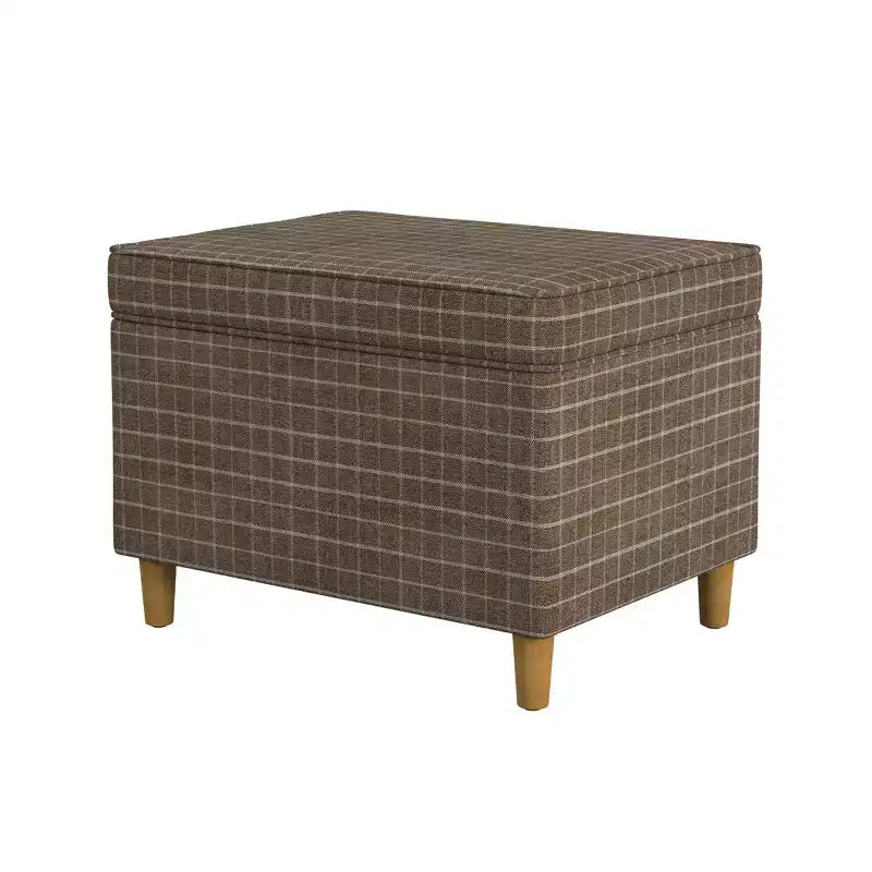 Pouf de rangement 61 cm - Velours vert avec pieds en bois